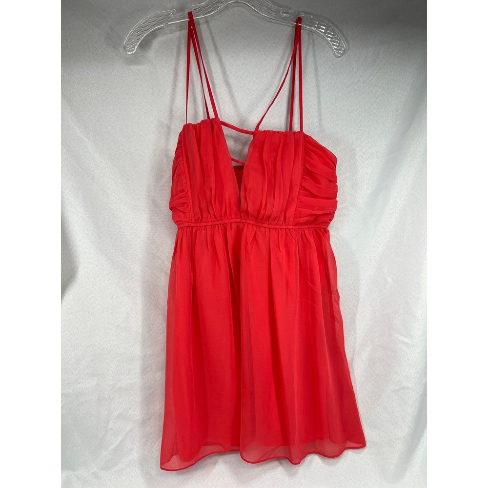 Quiro Aggie Dress Coral Orange Flowy Mini Dress Beach Cover Ties Large Day